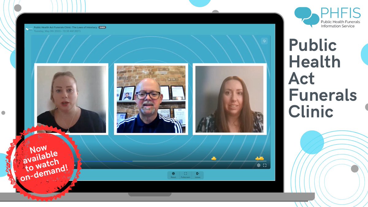 PHAfunerals's tweet photo. Today our wonderful speakers from @Tassellssols got together with Dave from @findersprobate to discuss 'The Rules of Intestacy', in relation to those working with PHA Funerals.

Sounds useful? You can watch the full event here: https://t.co/mRniSYGFIh

Roll on the next Clinic!👏 https://t.co/Bn8L9Sxy7n
