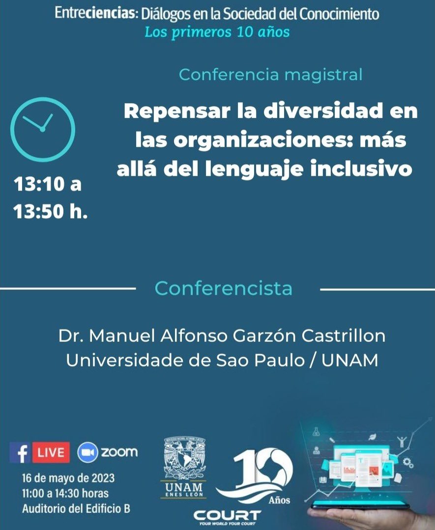 entreciencias's tweet photo. Para cerrar con #brochedeoro el programa académico de nuestro 10 aniversario, @ManuelGarzonC, miembro del Comité Científico y tutor en diversos posgrados, nos hablará sobre la #diversidad en las organizaciones.

Registrate en 👉🏼https://t.co/ZoVjNwThM0

🗓️ 16/05
Evento híbrido https://t.co/8iWdqQE6TU