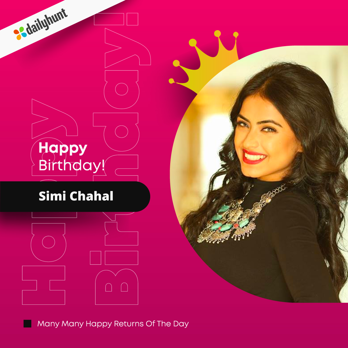 ਜਨਮਦਿਨ ਮੁਬਾਰਕ...✨🎉🎂🎁🎈
#HappyBirthday #SimiChahal #HBDSimiChahal #SimiChahalBirthday #Dailyhunt #Birthday #HappyBirthdaySimiChahal