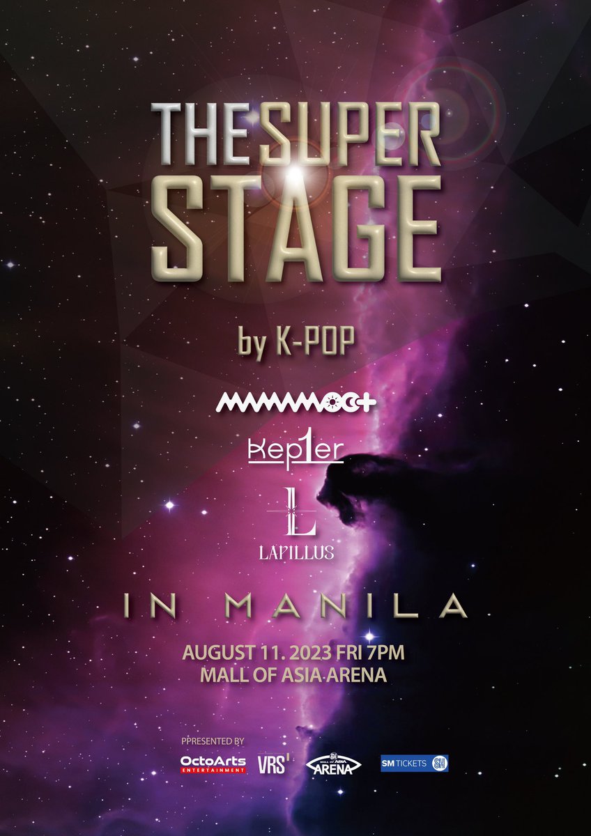 philconcerts's tweet photo. THE SUPERSTAGE by K-POP IN MANILA with Mamamoo, Kep1er, and Lapillus
🗓 August 11, 2023
📍 MOA Arena
 
#THESUPERSTAGEBYKPOPINMANILA @OctoArtsEnt https://t.co/TT0RyaJAjI