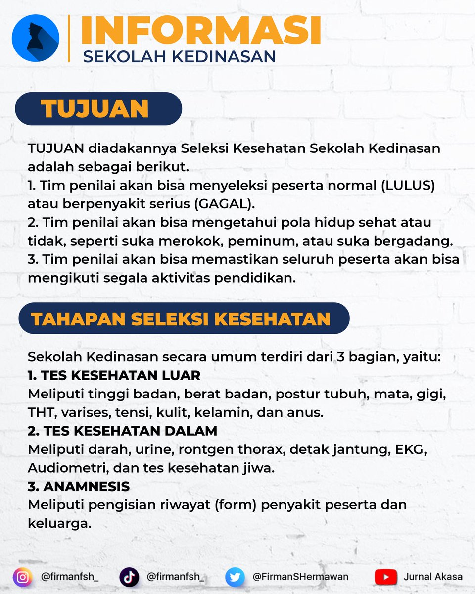 FirmanSHermawan's tweet photo. Tes KESEHATAN itu sangat ketat banget. Aalah satu tahap yang paling banyak mengugurkan.

Jadi selalu jaga kesehatan kalian sampai kapanpun yaa 👌

#jurnalakasa #sipencatar2023 #sekolahkedinasan #sipencatar https://t.co/U8wg5w7C8X