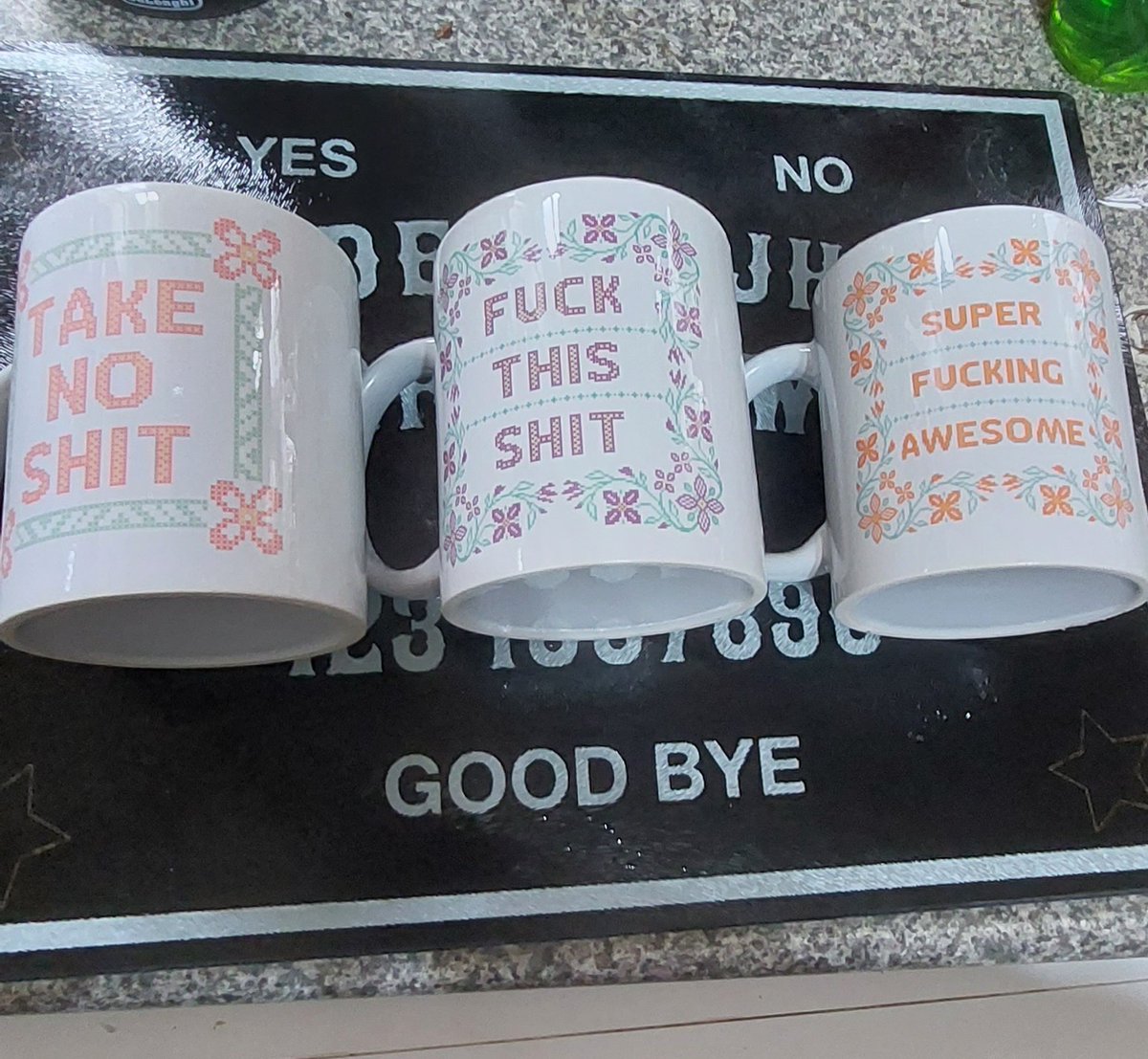 Donnadizz's tweet photo. @russell_kane I get this !! These WERE my best mugs, that were never allowed outside! 2 are broke as the ended up outside 😒 https://t.co/0mFSvSkMvn