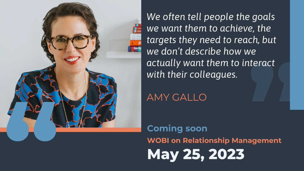 💥Countdown for WOBI on Relationship Management by <a href="/amyegallo/">Amy Gallo</a> is on ! 👉 bit.ly/3UZCt3e 

Join us to develop your communication skills and learn how to create a better and more respectful workplace with Amy Gallo, Author, Coach and expert in conflict resolution.