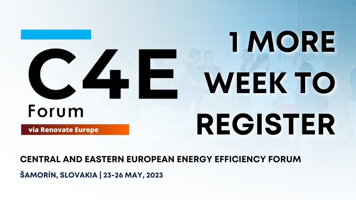 🚨 We extend registrations to the #C4EForum2023 for one extra week!

🏃 Hurry up and pick up one of the last available spots to attend the premier event dedicated to #energyefficiency in buildings in the #CEE region.

Register here ➡️ bit.ly/42fZ52l