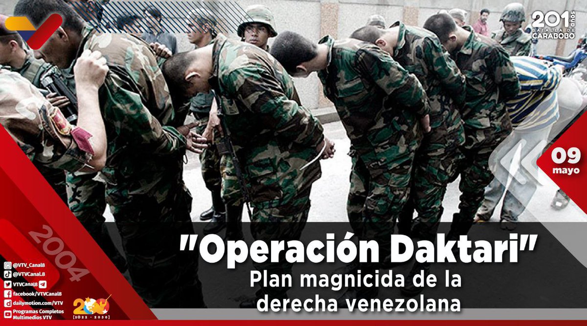 #EFEMÉRIDE🗓️| Hace 19 años, la madrugada del #09May de 2004, fue frustrado el plan denominado Operación Daktari, que tenía como principal objetivo asesinar al entonces presidente Hugo Chávez Frías. 

#MaduroMásPueblo