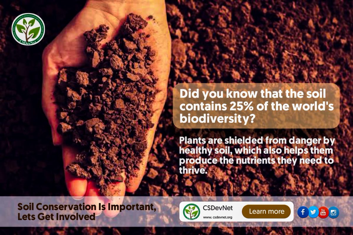 Did you know that the soil contains 25% of the world's biodiversity?
#WhatHasChanged?
#SoilConservation
#ClimateActionNow
@CSDevNet1
@PACJA1 @UN @UNEP @aacjinaction @Sida