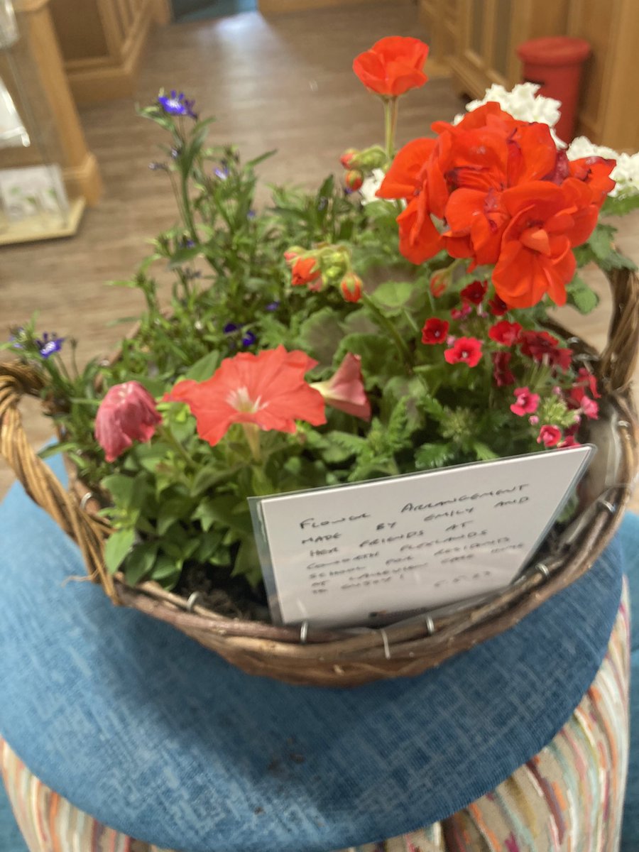 HallmarkSurrey's tweet photo. Thank you to the pupils from Coworth Flexlands School &amp; Nursery for making this beautiful basket for the residents &amp; team to enjoy as part of the Big Help Out project as part of the Coronation celebrations. #bighelpout #coronation #community #lightwater #carehome https://t.co/QLf8rhn80D