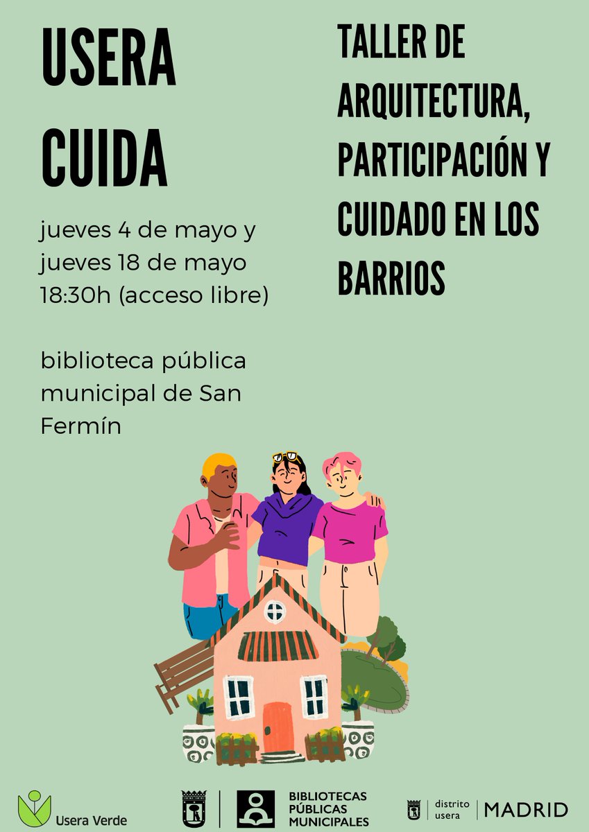 jmd_usera's tweet photo. 🔊 Última sesión de los #talleres de #UseraVerde en #BPMSanFermín para este mes de mayo.
🏩 Arquitectura, participación y cuidado en los barrios.
Jueves, 18 de mayo.
Entrada libre.
👉https://t.co/YNxALCAx6D https://t.co/MhzDhlc0V5