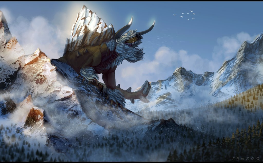BirdsForScale's tweet image. The Colossus of mountains by Sofia Kruglova (Fenro45)