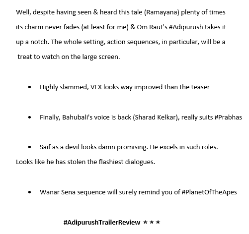 omsharmawriter's tweet photo. #Adipurush #AdipurushTrailer #AdipurushOnJune16th #AdipurushTrailerReview 
#Prabhas #KritiSanon #Sunnysingh #OmRaut 
#SaifAliKhan https://t.co/0IhCUH5wlx