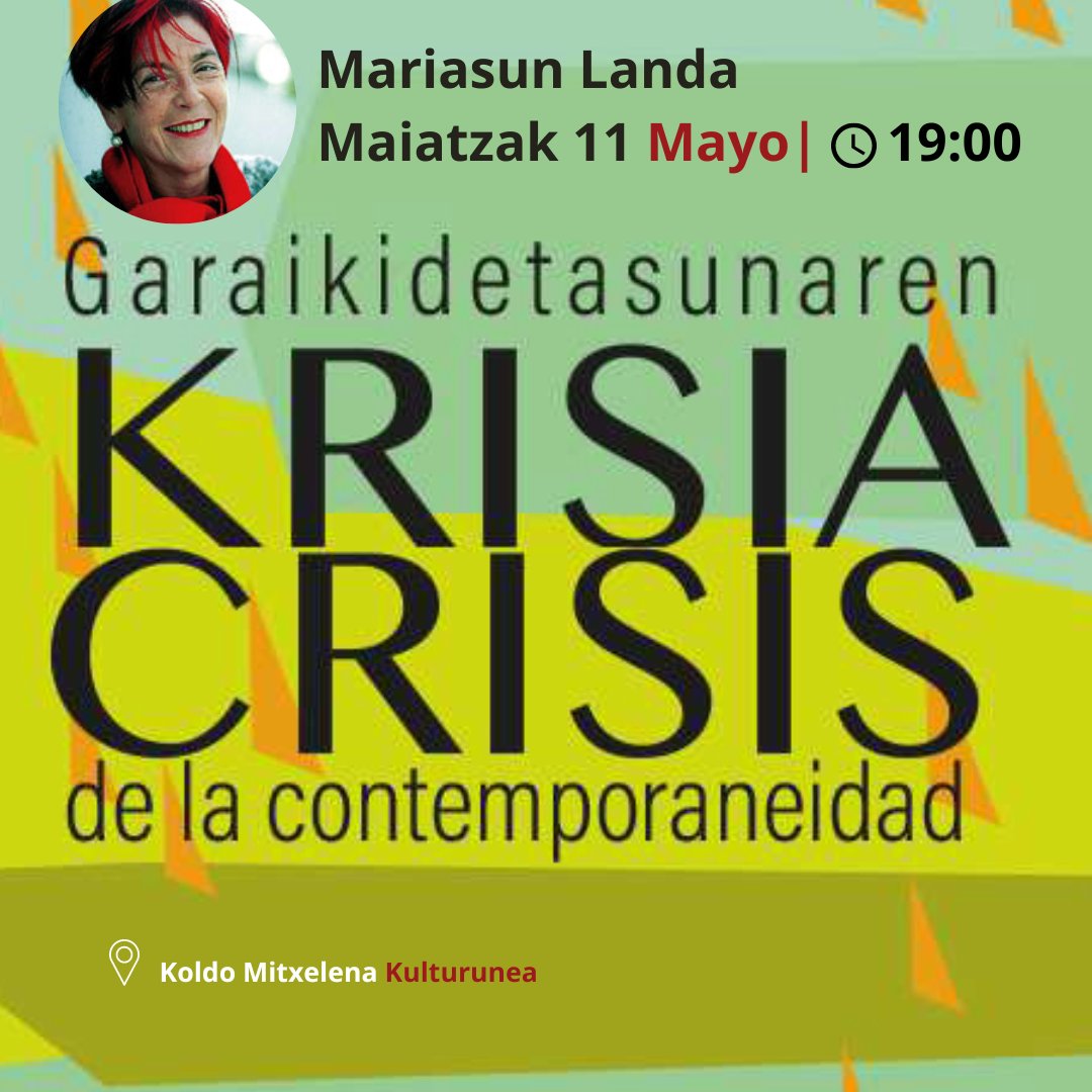 saraetxart's tweet photo. 🟢Conferencia - diálogo: ¿La vejez en femenino singular ¿pero conjugada en plural? 
🗓️11 mayo #jueves
🕖19:00 (Madrid)
📍Salón de actos @KMKulturunea 
🕹️Opción #online #viastreaming
👥Mariasun Landa, Vilma Coccoz y Javier Echeverria.
➕https://t.co/JvMkPvxEfv https://t.co/bsGWyuxvkM