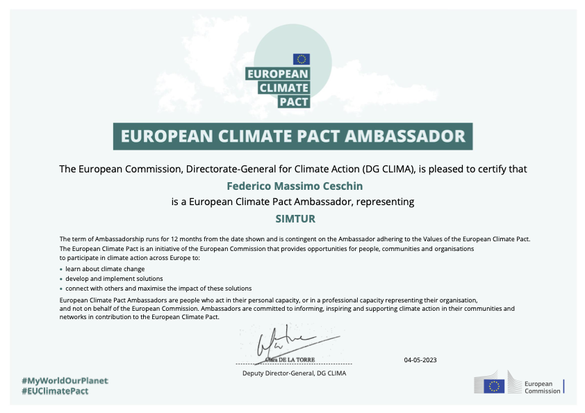 fmceschin's tweet photo. La DG Clima della Commissione Europea ha rinnovato per un ulteriore anno il mio impegno di ambasciatore del Patto Europeo per il Clima! Rimango a disposizione dei territori e delle comunità locali per lavorare assieme agli obiettivi dell'Agenda 2030, del Pnrr e del "Fit for 55"! https://t.co/GnKxKgBfAB