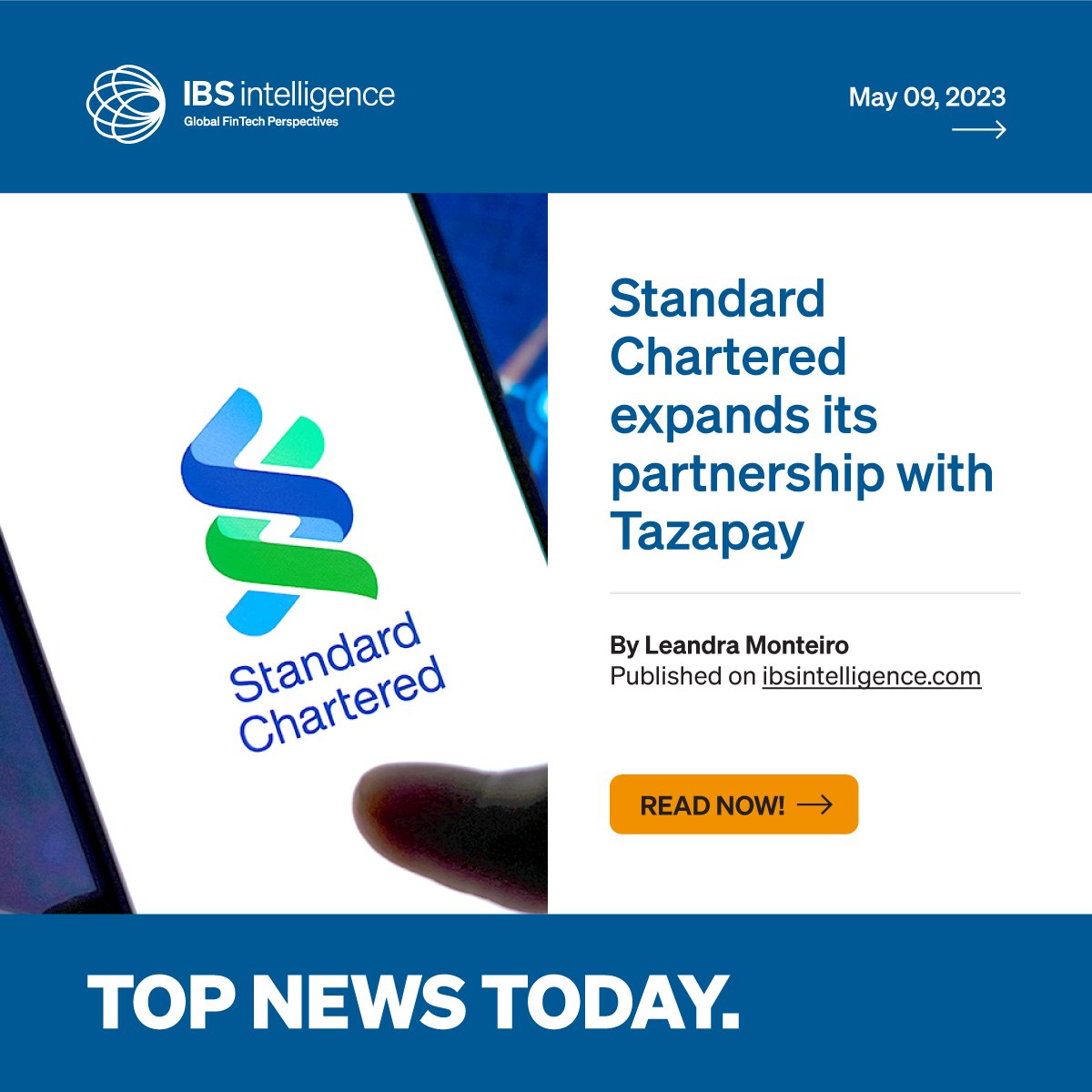 🚀Top News of the Day! 🌎💰
Today's top story features a collaboration between <a href="/StanChart/">Standard Chartered</a> &amp; <a href="/Tazapay/">Tazapay</a> to deliver seamless #crossborderpayments in 70 markets.
👉 Read more:
lnkd.in/dXkHvzyd

 #internationalpayments #ecommerce #payments #fintechnews #topnews #newstoday