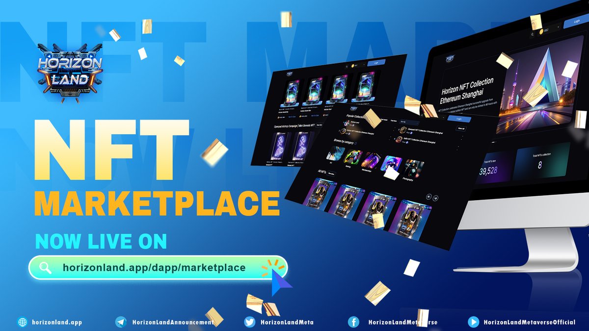 🌟 Breaking News! 🌟

We are thrilled to announce the official launch of Horizon Land's highly anticipated NFT Marketplace – a digital realm where creators, collectors, and enthusiasts converge.

👉 Try our NFT Marketplace here: horizonland.app/dapp/marketpla…​​

🌐 Explore a New Digital