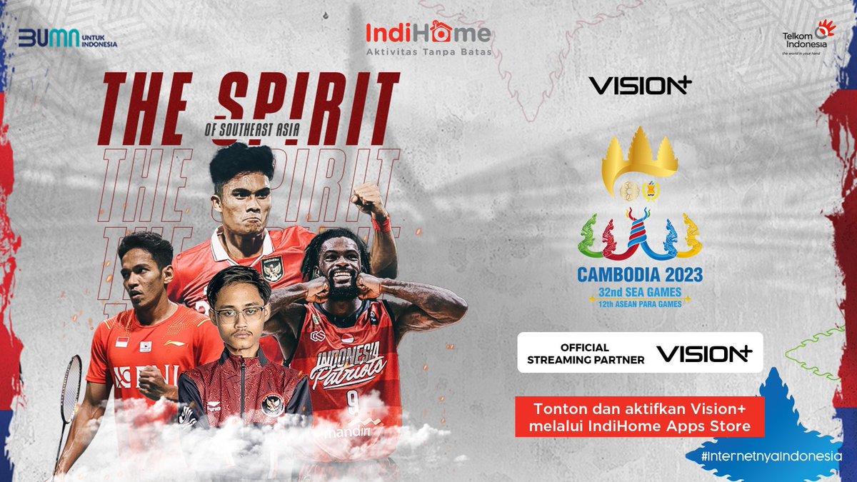 Teman teman, kalian bisa menyaksikan pertandingan2 SEA Games 2023 di IndiHome TV melalui aplikasi Vision+. Download layanan Vision+ melalui IndiHome Apps Store sekarang

#AktivitasTanpaBatas 
#TinggalPilihNontonBareng
#VisionPlusSports 
#SEAGames2023