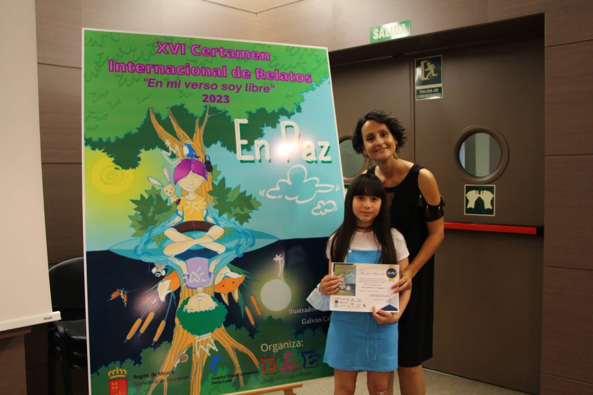 CeipPaz's tweet photo. Nuestra alumna ALBA MACAS BÁEZ recibe un premio  categoría A  en el certamen internacional de relatos ‘En mi verso soy libre 2023’. 
Enhorabuena ALBA.
@Educarm @AytoYecla @innovaedum https://t.co/wlEVoUNpit