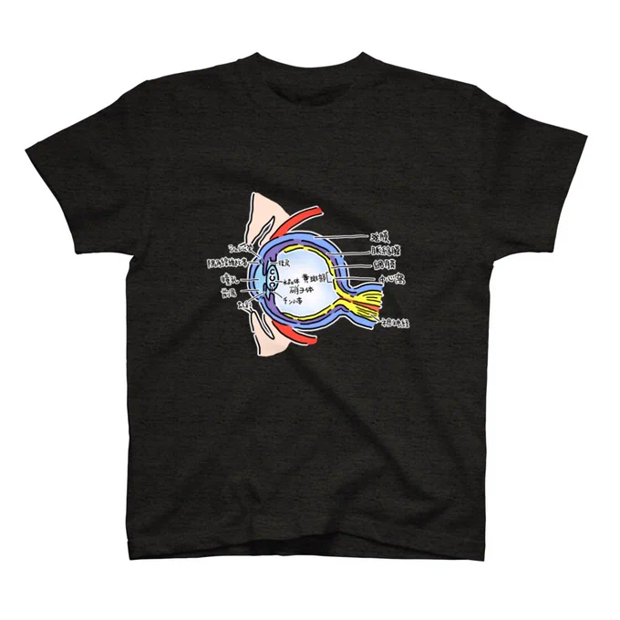 視力さんとのコラボグッズ これとかゆるカッコよくておすすめ  視力の眼球の構造スタンダードTシャツ   #suzuri