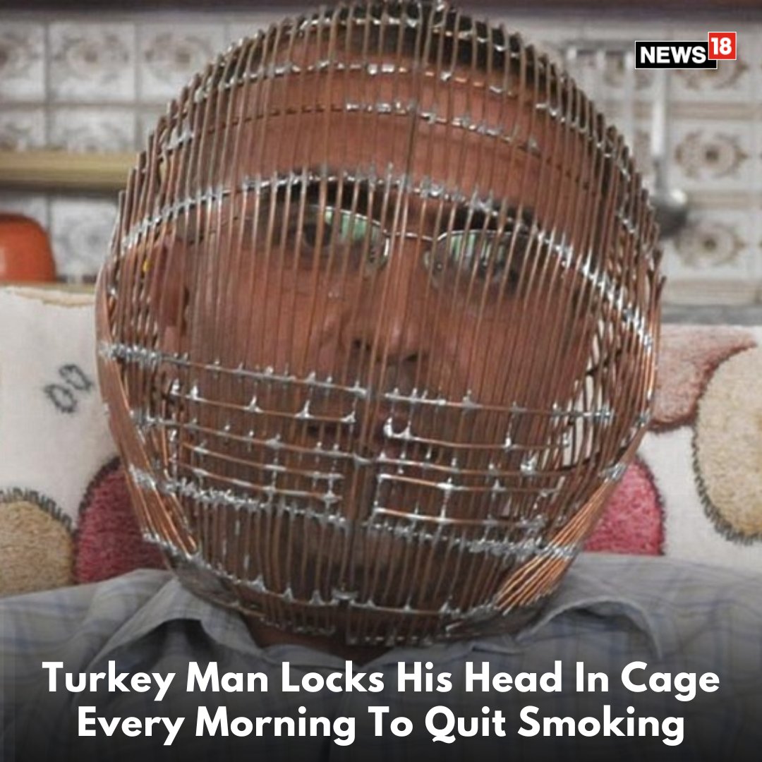 A man in #Turkey came up with something out-of-the-box when he locked his  head in a cage to leave cigarette forever. Ibrahim Yücel, struggling with  #smoking addiction for years, designed & wore