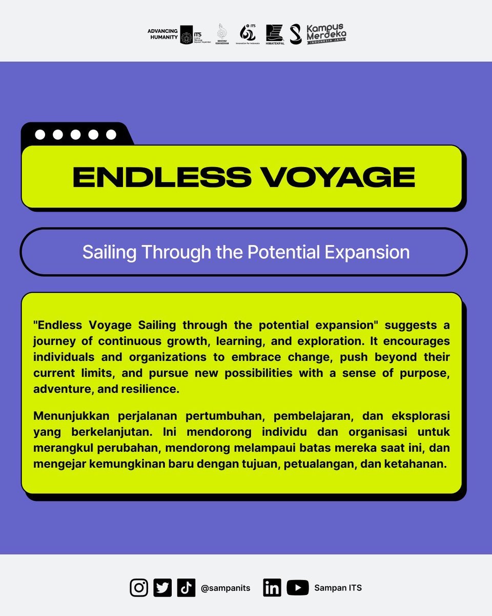 Kamu gatau apa itu SAMPAN!!?? Yaudah ini dibaca ya biar ngerti😉

Ayo ikuti dan pantau terus media sosial kami agar tidak ketinggalan info terbaru!
Instagram : @sampanits
TikTok : @sampanits
Twitter : @sampanits
LinkedIn : SAMPAN ITS

#ENDLESSVOYAGE
#SAMPAN2023
#MARITIMEISNOW