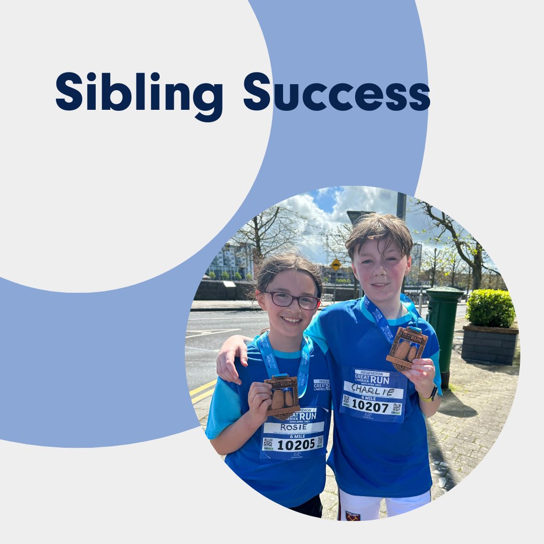 Rosie recently managed to complete a 6 Mile race in Limerick in 51.15 minutes and was the 94th female to cross the line. Rosie's brother Charlie also completed the same track at the exact same time as he waited for Rosie before crossing the finishing line together  🥹