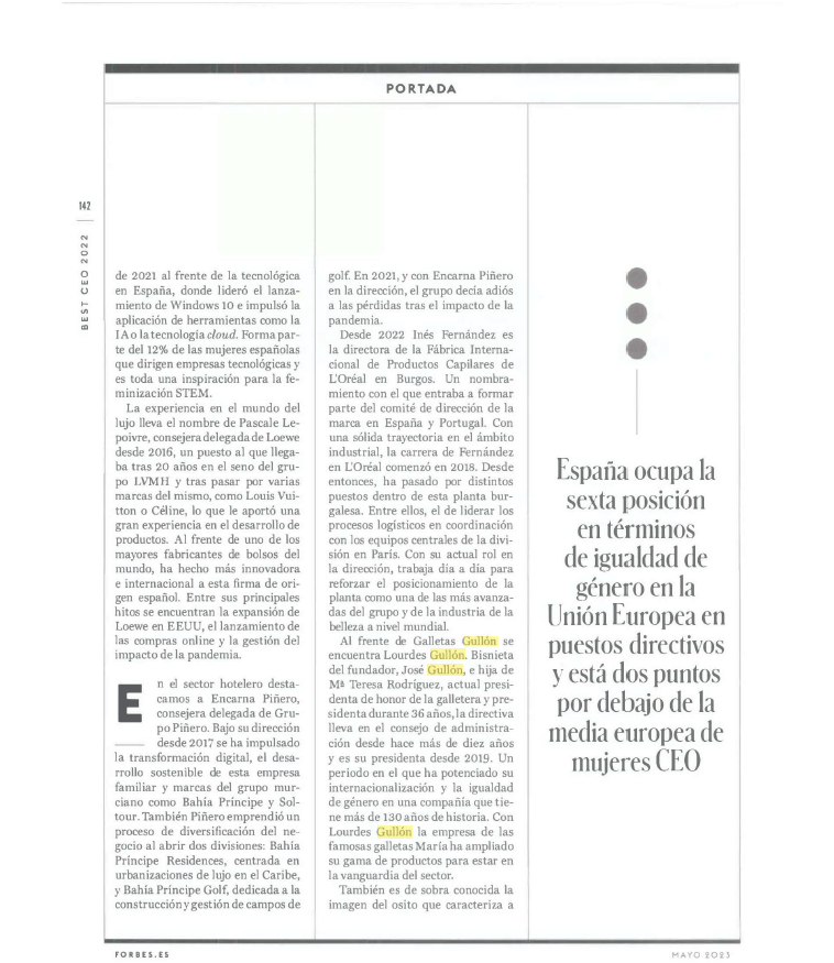 Gullon_esp's tweet photo. @lorealparis_es, Inés Fernandez; #Cefusa, Inmaculada Cánovas ; @HavasMediaGroup, Ester García ; @LoeweOfficial , Pascale Lepoivre ; @MicrosoftES , Pilar López ; #Grupopiñeiro, Encarna Piñeiro; @Roche, Adriana Rubio; @riberasalud , Elisa Tarazona; y @tousjewelry, Alba Tous. https://t.co/z0prAIRi5V