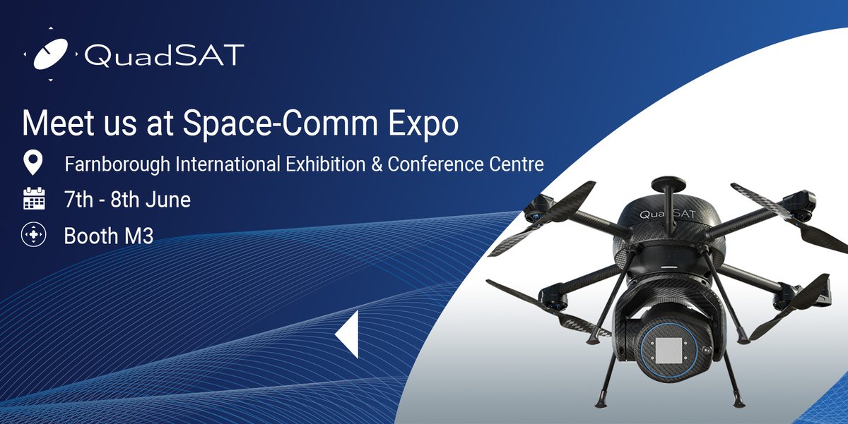 QuadSat's tweet photo. #QuadSAT is excited to be heading back to and exhibiting at @SpaceCommExpo.
The event will take place between 7th-8th June at @Farnborough_Int. You can find the QuadSAT team on stand M3 to discuss the QuadSAT System.
https://t.co/u3QDaryBnm https://t.co/bwmqxiqKqZ
