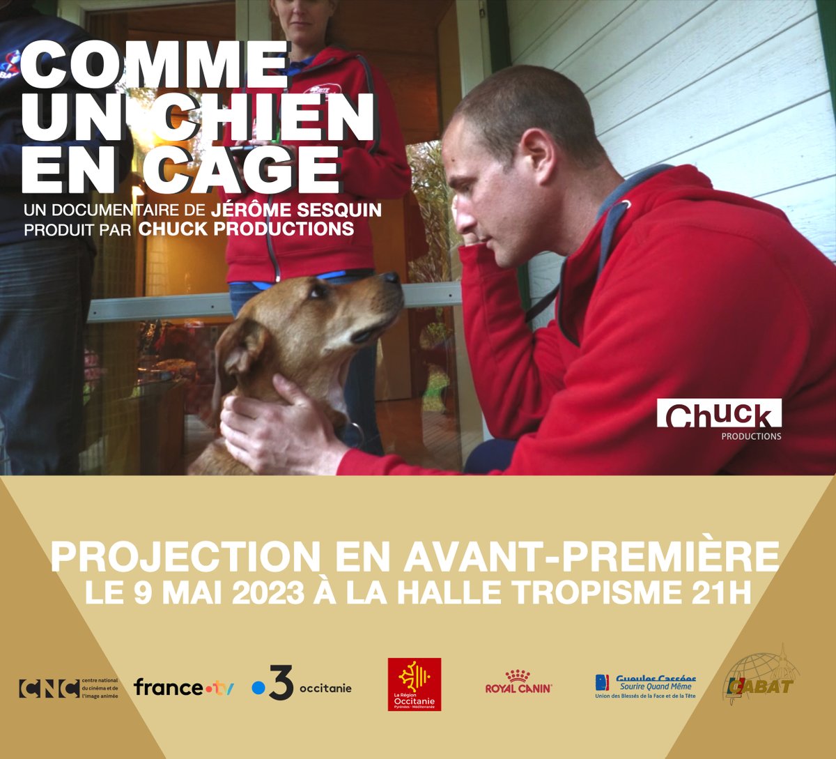 Chuck (@chuckprod) on Twitter photo Nous avons le plaisir de vous inviter à la projection de Comme un chien en cage à Montpellier, en co-prod avec <a href="/Francetele/">France Télévisions</a>. Avec la super musique de <a href="/TonjAcquaviva/">TONJ ACQUAVIVA former agricantus</a>. Avec le soutien de <a href="/Occitanie/">Région Occitanie</a> et <a href="/LeCNC/">Le CNC</a> . Et aussi merci <a href="/tropismeMtp/">Tropisme</a> ! + coucou <a href="/Occitanie_films/">Occitanie films</a> et <a href="/Apifa_Oc/">Apifa Occitanie</a> Nous avons le plaisir de vous inviter à la projection de Comme un chien en cage à Montpellier, en co-prod avec <a href="/Francetele/">France Télévisions</a>. Avec la super musique de <a href="/TonjAcquaviva/">TONJ ACQUAVIVA former agricantus</a>. Avec le soutien de <a href="/Occitanie/">Région Occitanie</a> et <a href="/LeCNC/">Le CNC</a> . Et aussi merci <a href="/tropismeMtp/">Tropisme</a> ! + coucou <a href="/Occitanie_films/">Occitanie films</a> et <a href="/Apifa_Oc/">Apifa Occitanie</a>