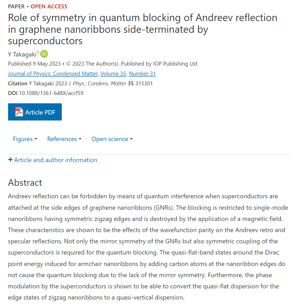 JPhysCM's tweet photo. 📢A new #OpenAccess article has been published in #JPCM! Learn more about the 'Role of symmetry in quantum blocking of Andreev reflection in graphene nanoribbons side-terminated by superconductors' here 🔬: https://t.co/PVJn3Vpjqp @IOPmaterials @IOPPublishing @PaulDrude https://t.co/cgRrBlo8FA