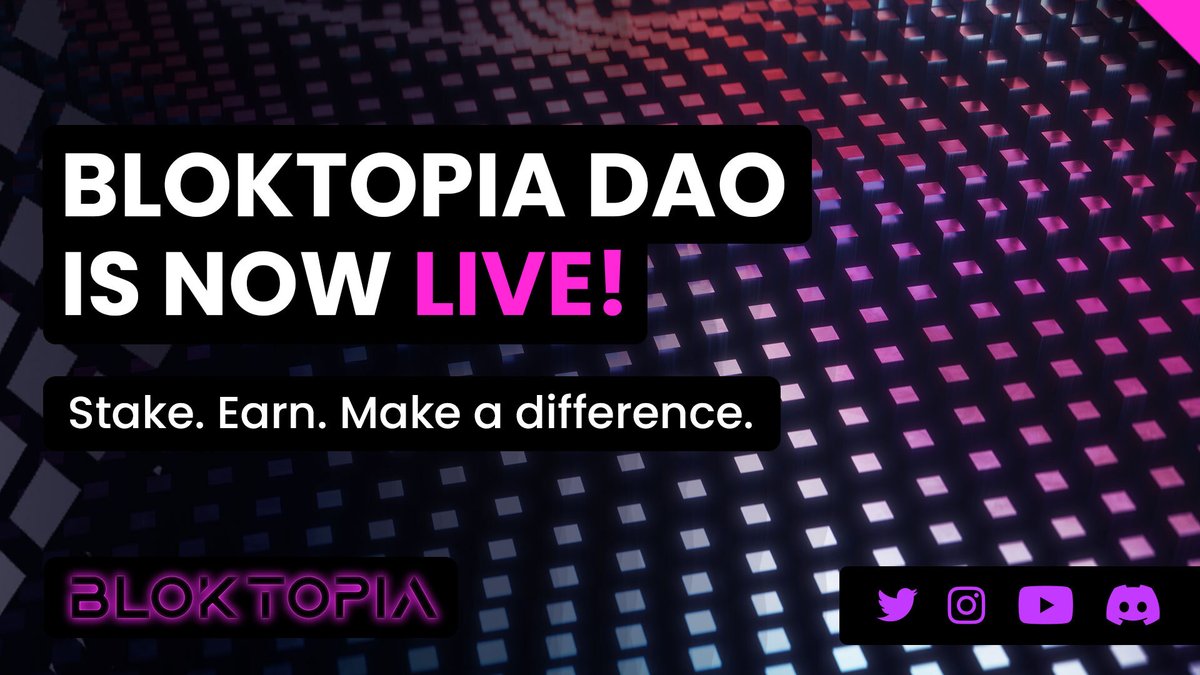 bloktopia's tweet photo. The Bloktopia DAO is now live, with Proposal #1.

✅Stake $BLOK. And make a difference.
✅A new way to EARN $BLOK with 60% APY.
✅HUGE proposal to go live next week.

https://t.co/EuhG6GOUwz

#DAO #APY #MemeCoinSeason #memecoin #PEPE #BOB  #pepeai #Dogecoin #SHIB https://t.co/4a6r2s7AW5