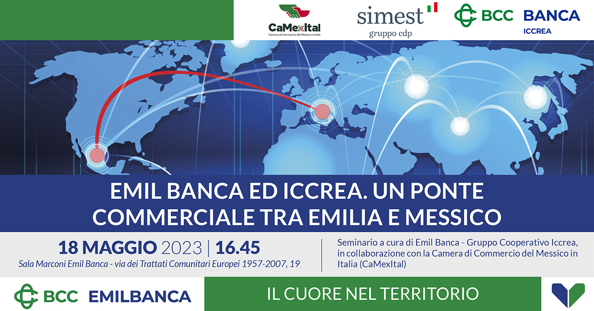 Il sostegno allo #sviluppocommerciale Emilia e Messico è al centro del seminario, promosso dalla nostra Bcc e dal Gruppo BCC Iccrea in collaborazione con la Camera di Commercio del Messico in Italia, in programma il 18/5 a Bologna
Info e iscrizioni ⤵
ℹ lnkd.in/dy5mYMdA
