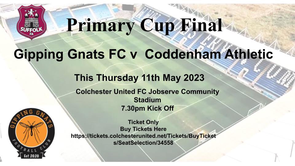 This Thursday ! @GippingGnatsFC 
V
@OfficialCodArmy 

@SuffolkFA Primary Cup Final