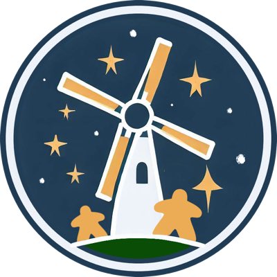 Voici le nouveau logo de notre #ludogite : un moulin, des meeples et le joli ciel étoilé du Quercy ! #NouvellePhotoDeProfil #j2s