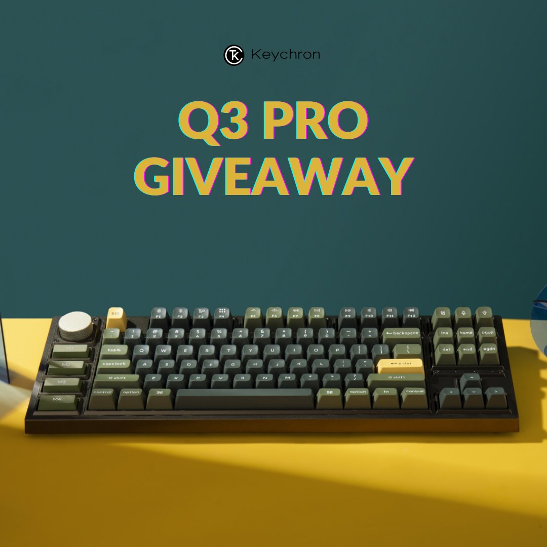 To celebrate the release of Keychron Q3 Pro SE, we are giving away one Q3 Pro SE to a lucky winner🎉. The winner will be announced on May 15.

Retweet and enter #giveaway👉🏻 ​gleam.io/FDR8I/keychron…

Order here👉🏻​bit.ly/3NPpOyi

#keychron #mechanicalkeyboard