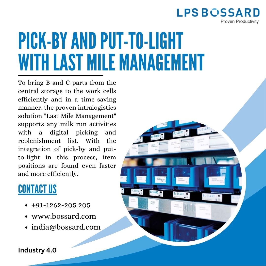BossardIndia's tweet image. Revolutionize your factory/warehouse operations with Bossard's Pick-by and Put-to-light system integrated with Last Mile Management. 

Boost efficiency and accuracy now!

Learn more: lnkd.in/daJgmwS6

#PickByLight #PutToLight #LastMileManagement #smartfactory