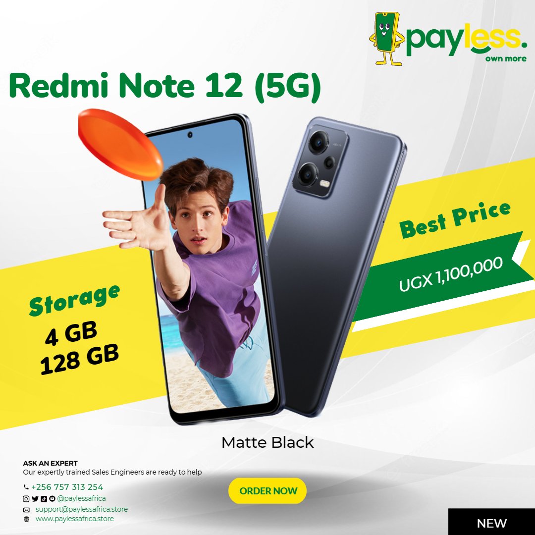 paylessafrica's tweet image. Matte Black | Redmi Note 12 (5G) Available In Stock. Order Yours Today #PaylessOwnMore 💚