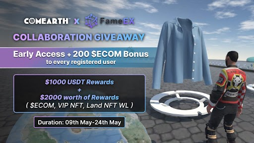 FameEXGlobal's tweet photo. 🔥@FameEXGlobal &amp; @ComearthHQ Collab Giveaway!

💰Prize Pool: 
🎁$1000 USDT Rewards
🎁$2000 worth of Rewards ( $ECOM + VIP NFT + Land NFT WL)

➡️Complete tasks here:
https://t.co/hwV4R0rUTw https://t.co/xM0DCNjDst
