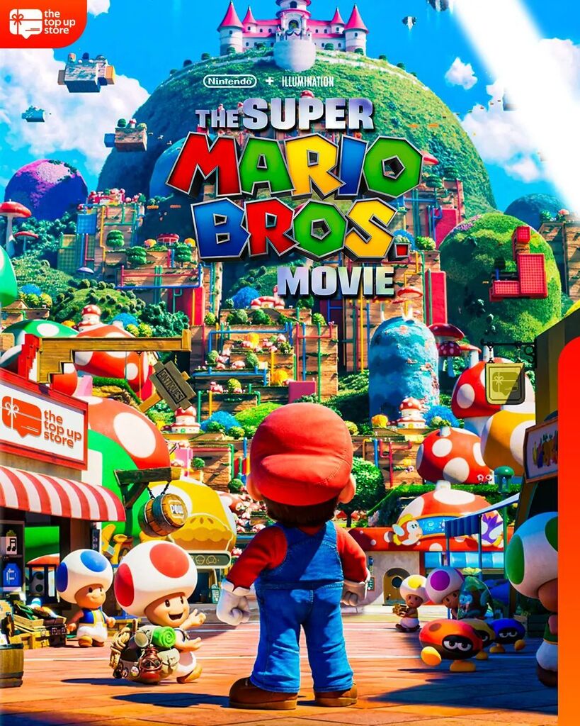 TopupStoreNL's tweet photo. Ook wij hebben een plekje gehad in de poster van de nieuwe Mario film! 😍🧡 

Heb jij ons logo al gespot? 🤔

#mariomovie #mario #ttus #topupstore #tegoedkaarten #top https://t.co/3FgZ8PuW95