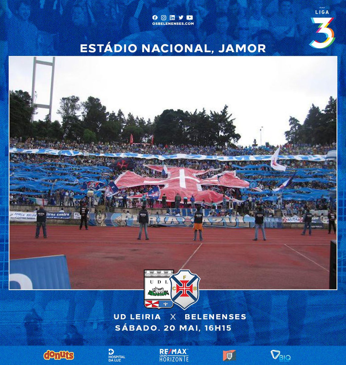 CFosBelenenses's tweet photo. ‼️ Agendas à mão, vem aí a final do #PuroFutebol e tu estás convocado para o apoio ao #Belenenses! 💙🙌 

🆚 @uniaodeleiria
🏆 Final da #Liga3
⏰ Sábado, 20 de Maio, 16h15
📌 Estádio Nacional, Jamor 

🎥 @Canal_11Oficial
#tweetpastel https://t.co/4k6gsEslgm