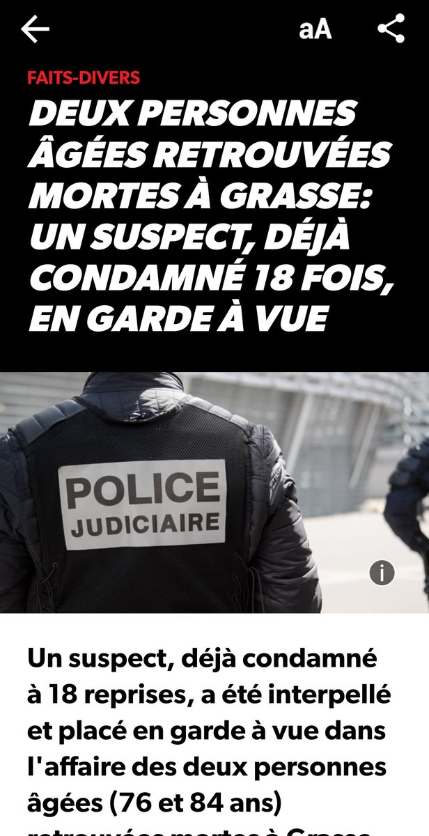 MrBronquardLoic's tweet photo. -Un couple de retraités retrouvés morts à Grasse.
-Le suspect a 18 condamnations et il est toujours en liberté ! -Comment peut-on accepter cela en France ?  
#Grasse #france #meurtre #Violence #Police #Politique
#prison
https://t.co/tVCOXKEdSr https://t.co/2APiNmE9Xf