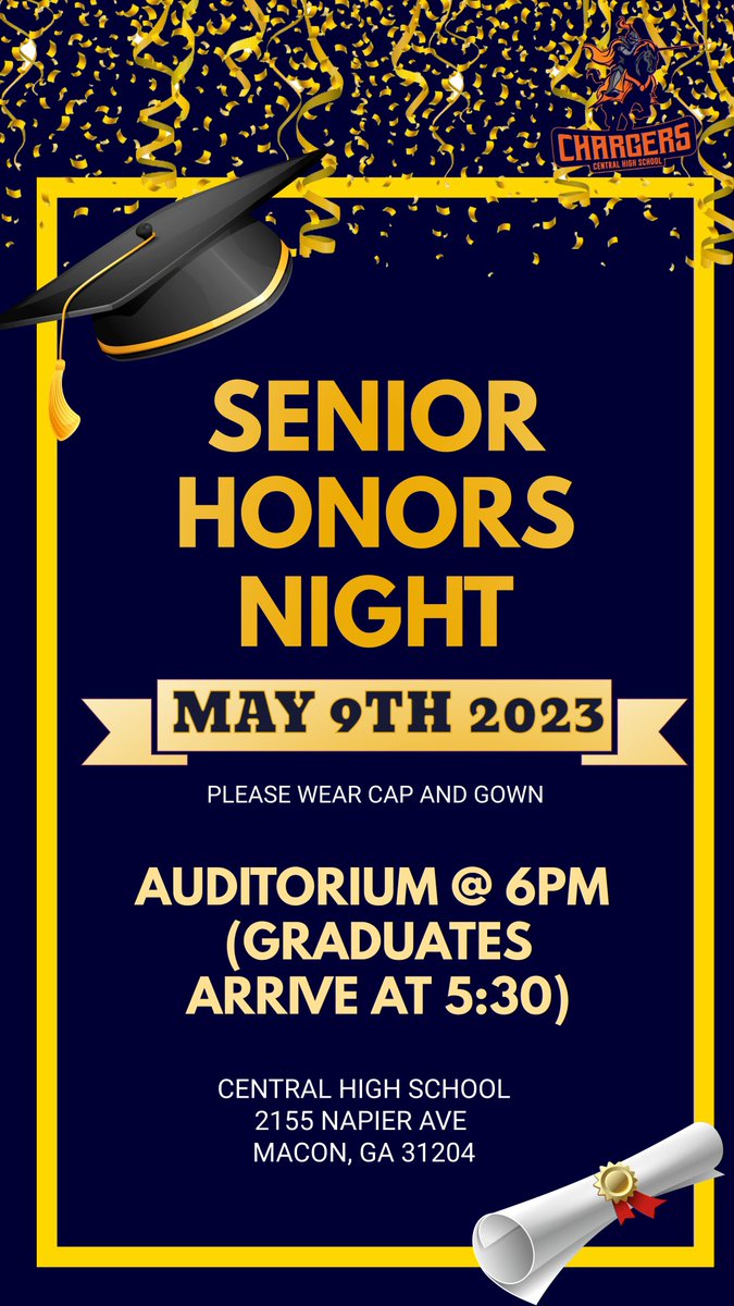 counseloramblam's tweet photo. Today is awards and honors day for our students! Underclassmen have received invitations via email and all seniors are invited tonight 💙🧡 @CHChargers https://t.co/iJiEg3yOL1
