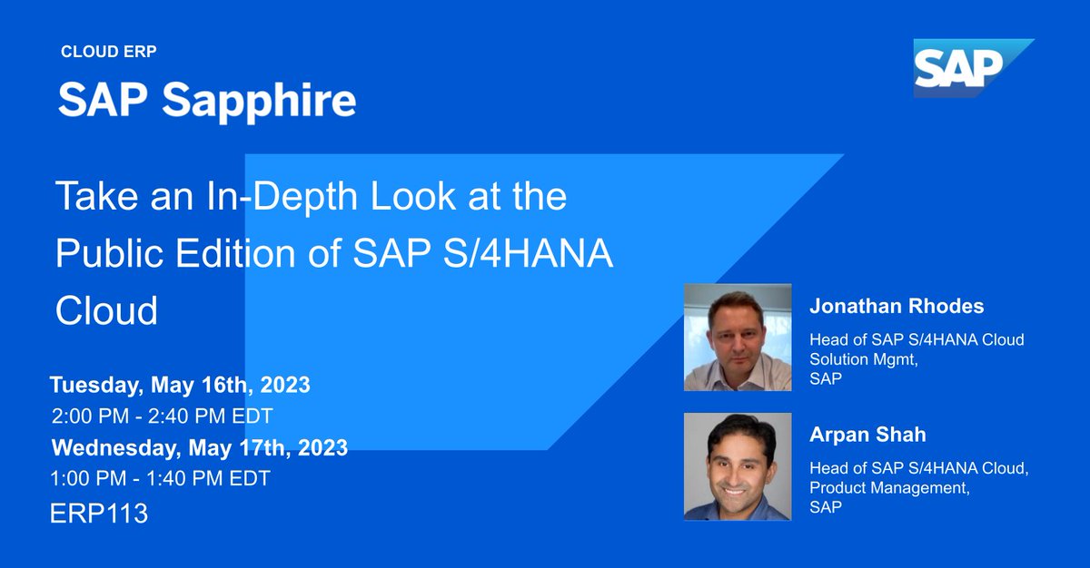SAP Sapphire Session Spotlight: SAP S/4HANA, public edition, is built to deliver and plug into whichever areas you need. Whether that be your entire business or a specific region, learn more and add to your agenda. imsap.co/6015OjVEP