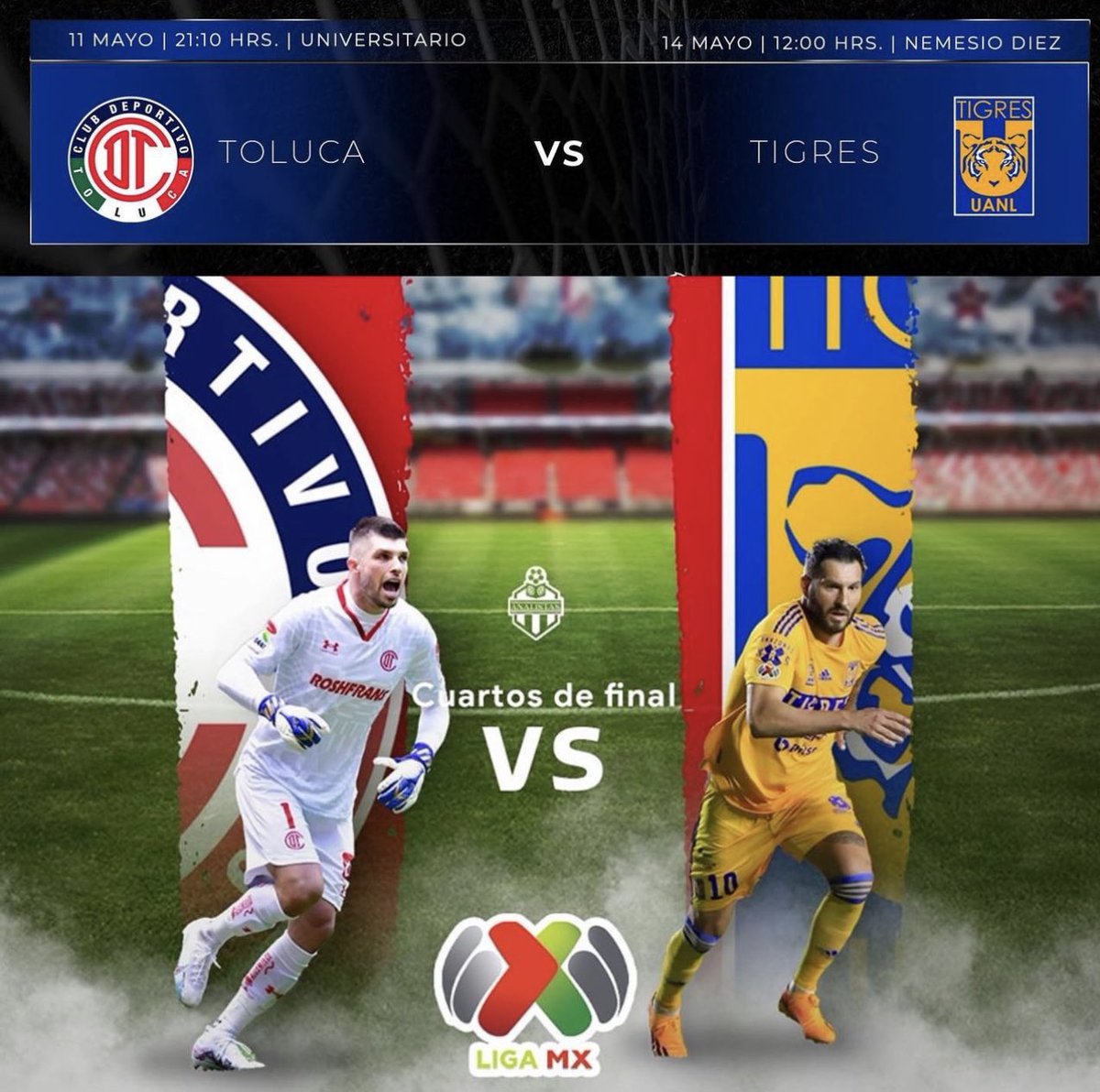 soymickyoficial's tweet photo. TIGRES vs Toluca, serie difícil pero hay que creer en el equipo! El Volcán juega siempre y se ocupa de todos nosotros para seguir pasando en cada ronda. Vamos TIGRES!💛💙 https://t.co/cF61shQgYa