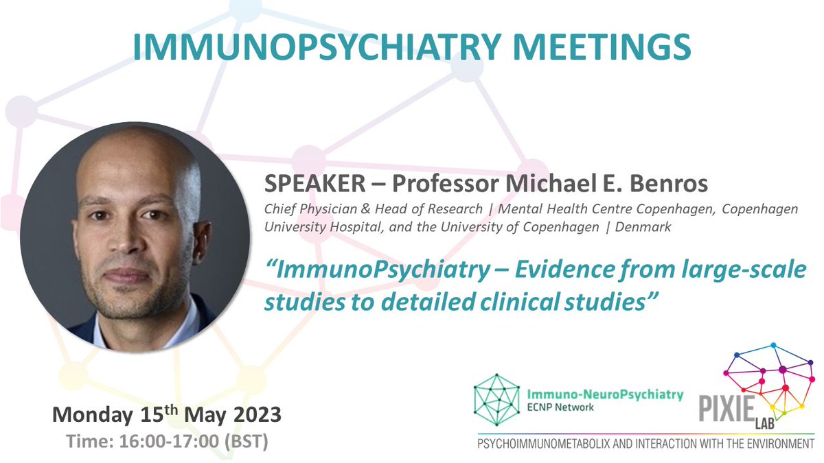 PIXIE Lab (@pixielabkcl) on Twitter photo Our next immunopsychiatry meeting is only a few days away! Join us on Monday to hear from <a href="/MichaelBenros/">Michael E. Benros</a> about clinical research in #immunopsychiatry 🧑🔬 Our next immunopsychiatry meeting is only a few days away! Join us on Monday to hear from <a href="/MichaelBenros/">Michael E. Benros</a> about clinical research in #immunopsychiatry 🧑🔬