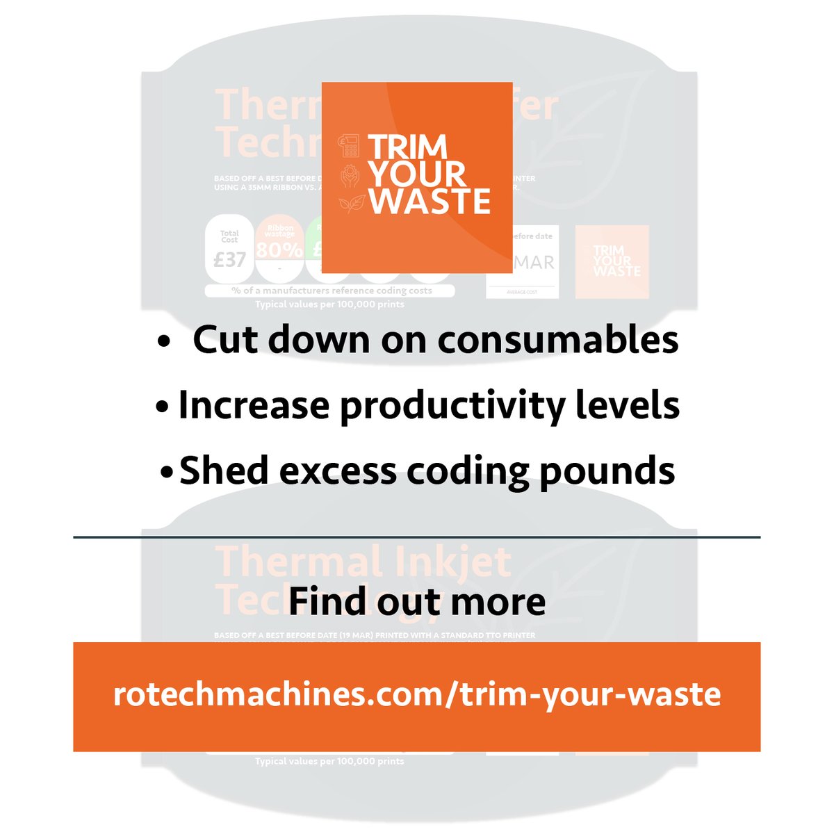 RotechMachines's tweet image. When printing a standard date code, #TIJ technology is the top choice for manufacturers looking to minimise waste and cut down on costs! 

Click through to see how much you could save when #datecoding your products 👇

Trim your waste - find out more: rotechmachines.com/trim-your-waste