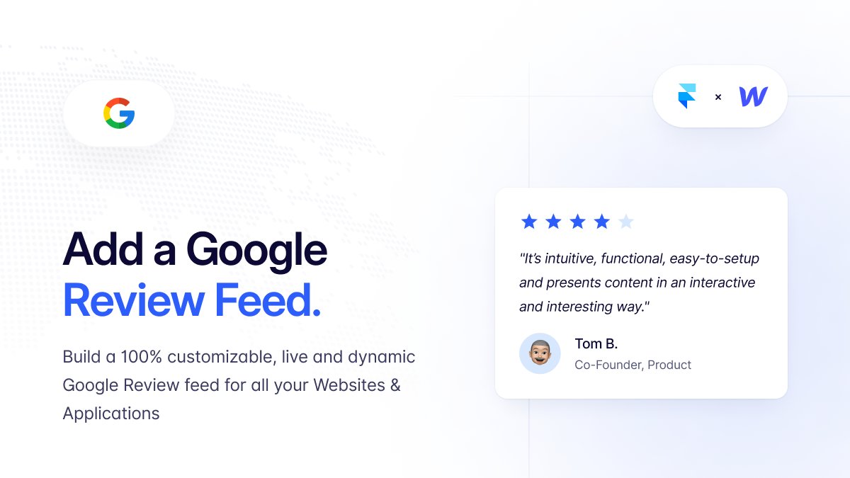 feedspring_'s tweet photo. Hey Twitter!

We’re FeedSpring, and we're excited to join you as a new @webflow and @framer product. Our mission is to help you build completely custom and enterprise-quality feeds.

Currently, we support Google Reviews, Instagram, TikTok &amp; Dribbble! 

https://t.co/4wNauXfFqj https://t.co/Cm0kuwv6Pw