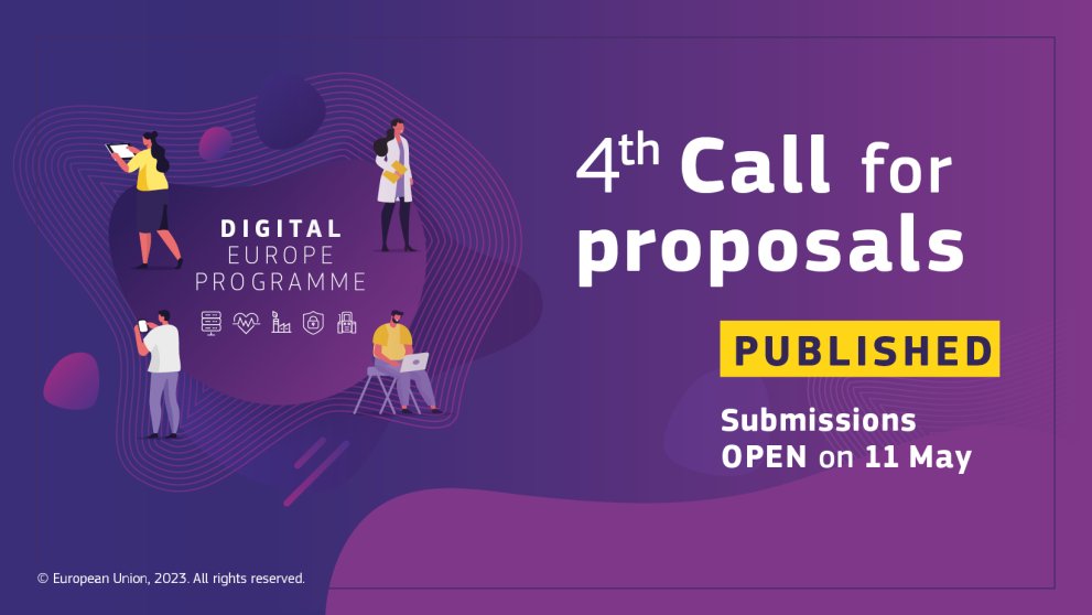 🔔 The 4th Call for proposals under the #DigitalEuropeProgramme is now published! Discover the new calls under the Work Programme 2023-2024 to support Advanced #DigitalSkills ➡️ digital-skills-jobs.europa.eu/en/latest/news… ⏰💻 Applications will open on 11 May!