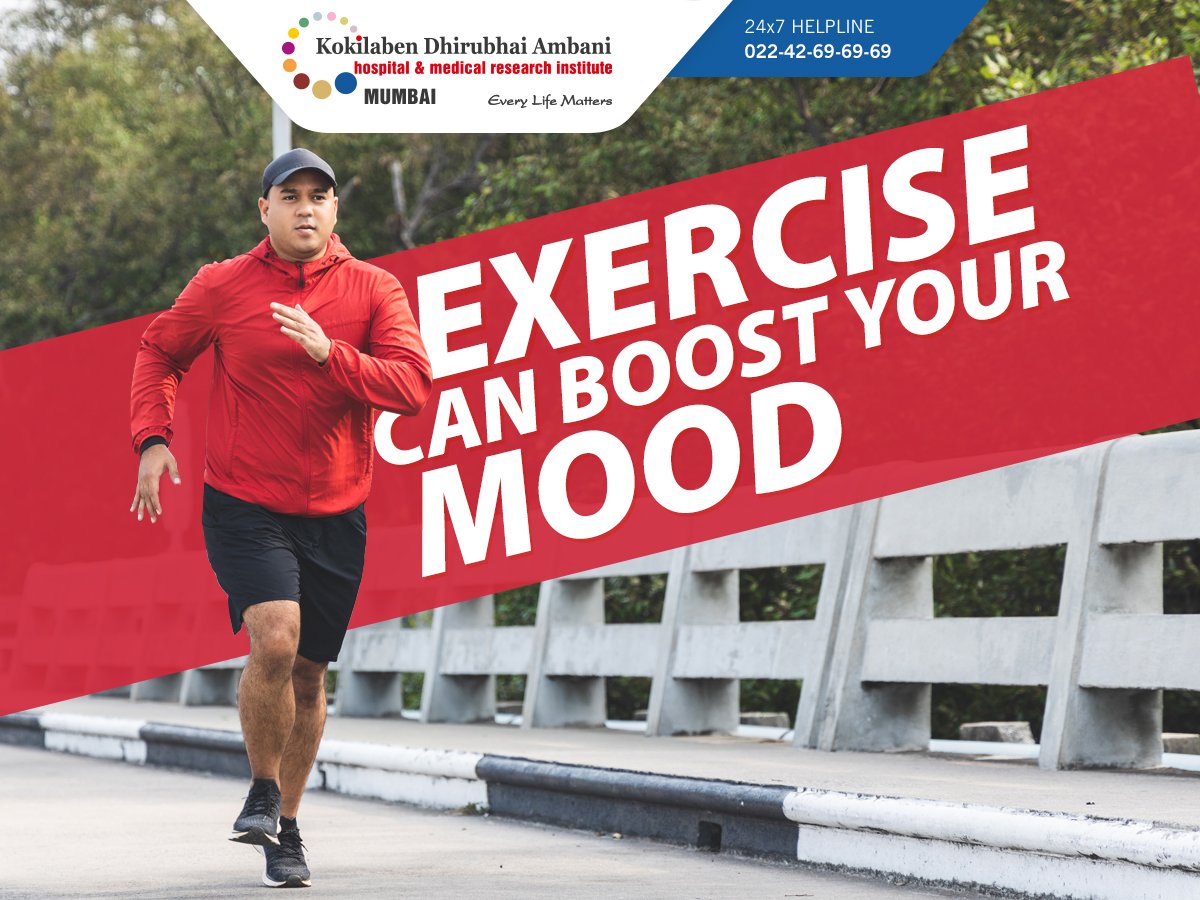 KDAHMumbai's tweet photo. Exercise works as an antidepressant medication in uplifting a person’s mood and temperament. It is known to boost endorphin activity in the brain which in turn reduces stress. #exerciseandmood #boostyourmood #mentalhealth #exerciseregularly https://t.co/1VnNYen8YY