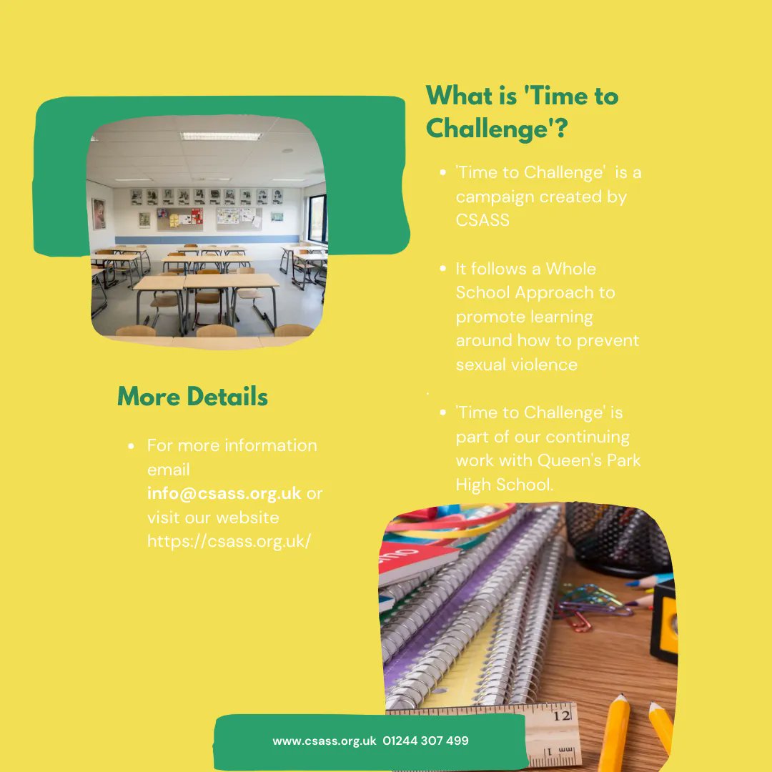 CSASService's tweet photo. CSASS is working with Queens Park High School as part of our 'Time to Challenge' campaign @qphschester
Contact info@csass.org.uk to find out more!
#csass #sexualabuse #rapecrisis #survivors #SupportSurvivors #wellbeing #timetochallenge #tescocommunitygrant #goldengrant https://t.co/x2NPgLK1aw