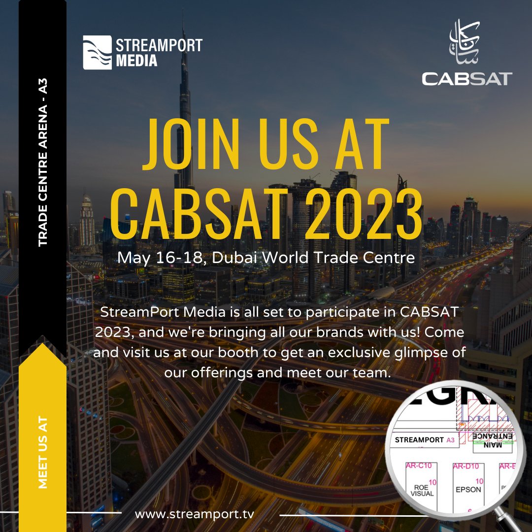 📢 Get ready to explore the world of media and entertainment with StreamPort Media at <a href="/CABSATofficial/">CABSAT Official</a>! Come see us at our booth, Trade Centre Arena A3, and get an exclusive sneak peek of our latest offerings. Don't miss the chance to meet our team.
cabsat.com