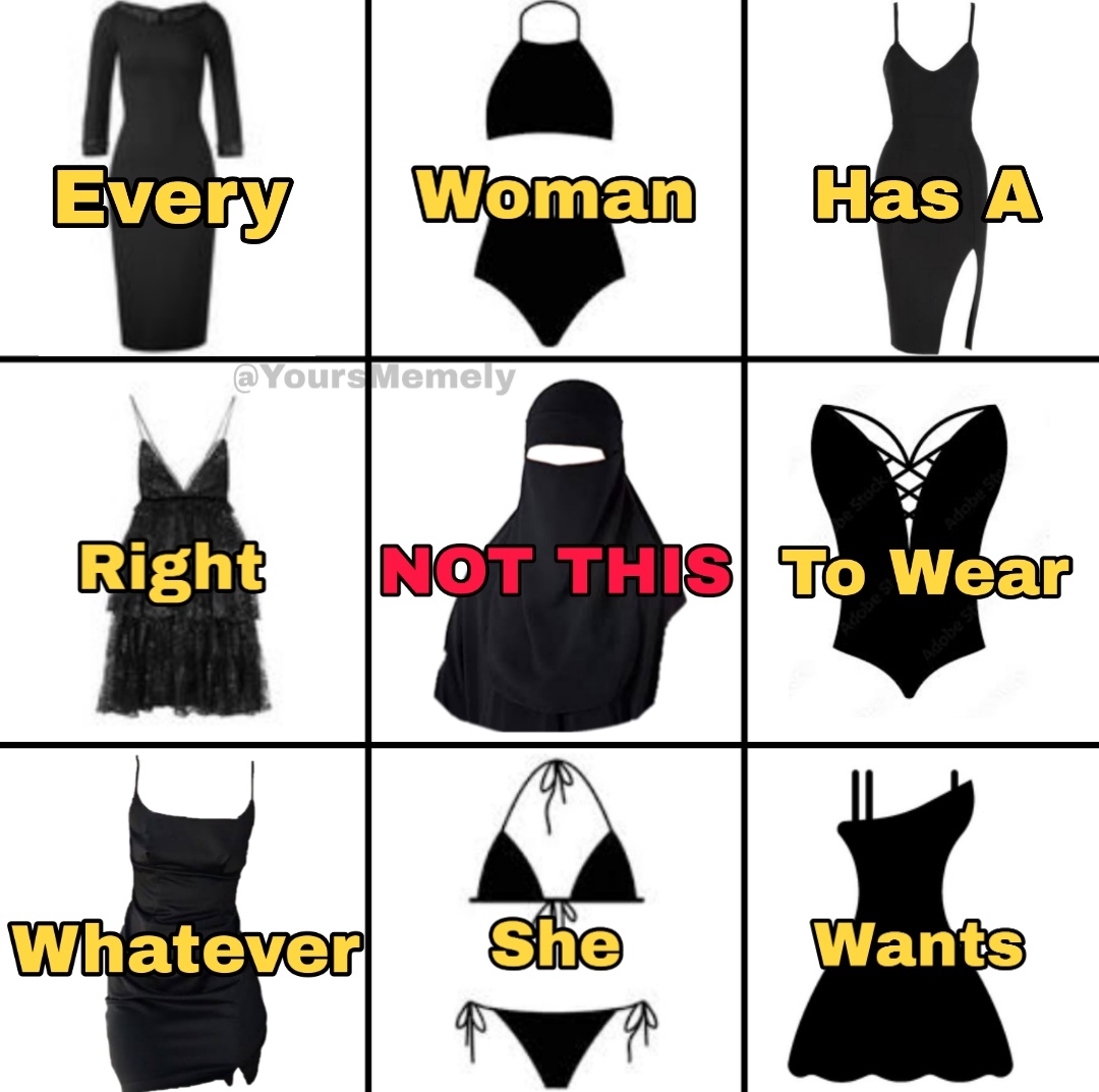 YoursMemely's tweet photo. it's 'My body my choice' until a woman decides to cover herself 🥴 https://t.co/w6nHIxphTO